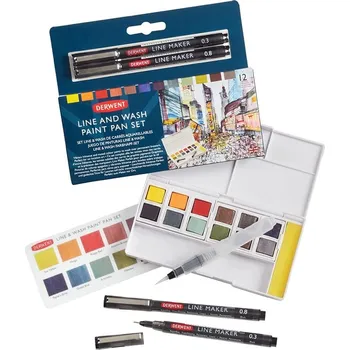 Vodová barva Derwent Line and wash paint Set 2305866 akvarelové barvy