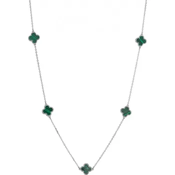 Oblečení a móda Stříbrný náhrdelník čtyřlístky malachit 12150.3