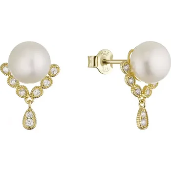 Náušnice Pozlacené ozdobné náušnice s říční perlou 21122.1