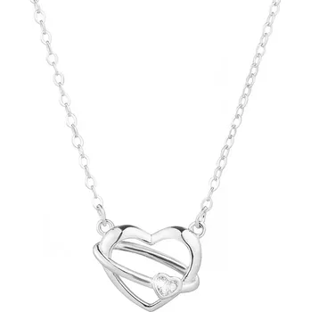 Náhrdelník Stříbrný náhrdelník srdce se srdíčkem ze zirkonu 12099.1 crystal