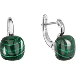 Stříbrné náušnice s pravým malachitem 11732.3
