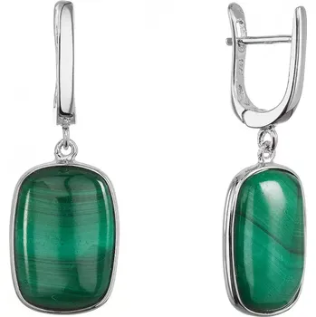 Oblečení a móda Stříbrné náušnice s přírodním malachitem 11741.3