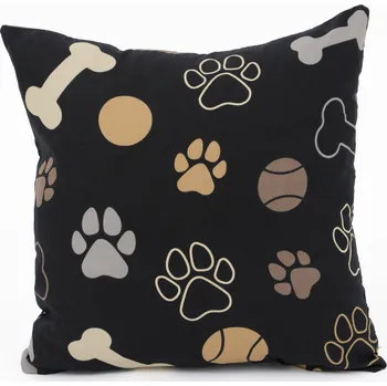 Povlak na dekorativní polštářek Bavlněný povlak na polštářek Renforcé 40 × 40 cm – Psí tlapky černé