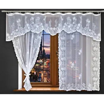Záclona Dekorační komplet žakárových záclon s řasící páskou JANET bílá 65x300 cm + 2x 160x140 cm MyBestHome Cena za celou sadu