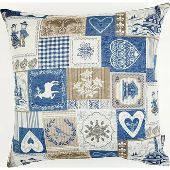 Dekorativní polštářek BYTEMA Dekorační povlak na polštář PATCHWORK SRDCE MODRÉ 45 x 45 cm