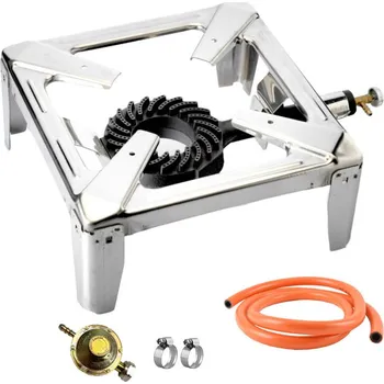 Outdoor vaření Plynový litinový hořák - vařič 3,5 kW PB INOX + připojovací příslušenství