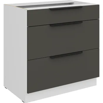 Kuchyňská skříňka 80 D 3S BB, Spodní kuchyňská zásuvková skříňka PREMIUM BOX Aria grafit​​/bílá
