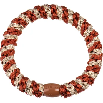 BON DEP Gumička do vlasů Kknekki "Rust-Beige Glitter Stripe"
