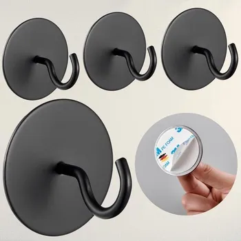 DEKAZIA® Sada 4 samolepicích stropních háčků, černá – extra silné kulaté háčky na strop a stěnu –