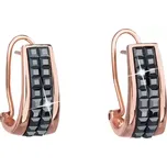 Stříbrné náušnice klipsy s krystaly Swarovski černý půlkruh 31172.5
