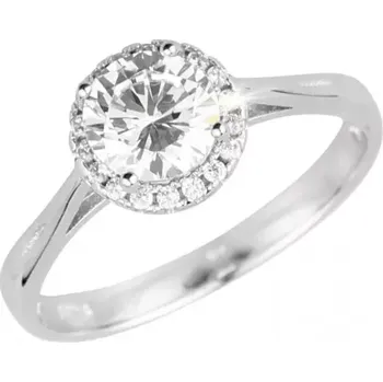 Prsten Stříbrný prsten luxusní se zirkony bílý 15008.1 crystal velikost 60