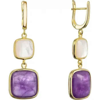 Oblečení a móda Pozlacené náušnice s ametystem a bílou perletí 11742.3
