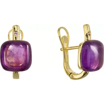 Oblečení a móda Pozlacené náušnice s pravým ametystem 11731.3