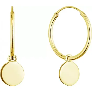 Oblečení a móda Pozlacené stříbrné náušnice kruhy s lesklou placičkou 61058