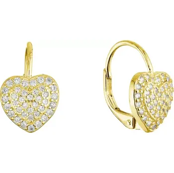 Oblečení a móda Pozlacené stříbrné náušnice třpytivé srdce 11714.1