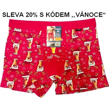 Pánské spodní prádlo Pánské vánoční boxerky pivo červené vel.XXL