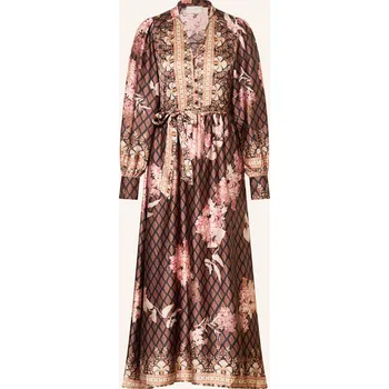 Dámské šaty Neo Noir Dámské Saténové Šaty Nova S Volánky, hnědá / světle...