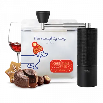 Příprava kávy The naughty dog vánoční edice Timemore C3S Set