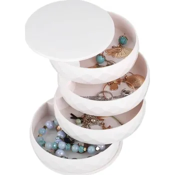 Šperkovnice VERK GROUP 4 - patrový kulatý organizér na šperky, šperkovnice, bílá