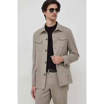 Vlněná košile Michael Kors MK0BL01030 béžová 80X, vel. 50