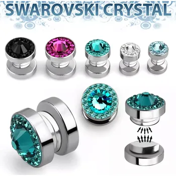 Piercing Magnetický piercing s krystalem Swarovski | Chirurgická ocel 316L MPGC InfinityPierce.cz (Magnetický ocelový falešný plug s velkým krystalem Swarovski)
