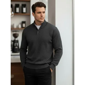 Pánský svetr Pánský svetr s rolákem grafitový