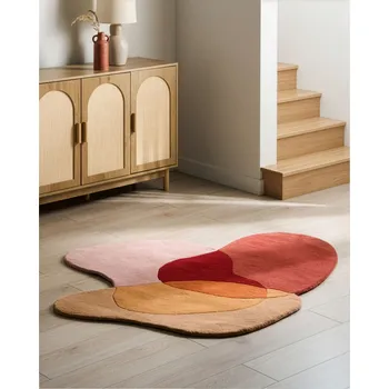 Bytový textil Vícebarevný vlněný koberec 140 x 140 cm nepravidelný koberec ve tvaru ledviny s akcentem Beliani