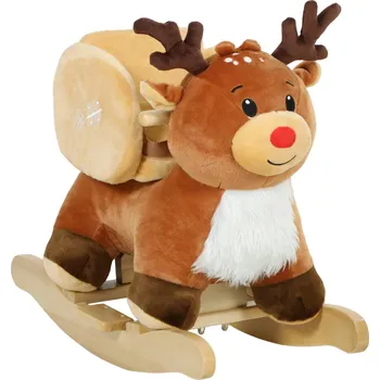 Houpací kůň Dětský houpací sob s ukolébavkami 65 x 35 x 59 cm | hnědý