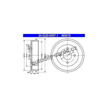 Brzdový buben Brzdový buben ATE 24.0220-0007 (AT 480015) - BMW