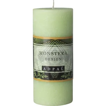 Svíčka Válec Rustic 70x160mm Monstera design, zelená vonná svíčka