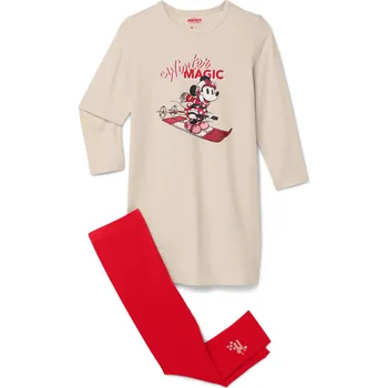 Dámská noční košile 722017 - Tchibo - Dětská noční košile s legínami »Mickey and Friends« - pro dívky - vel. 122/128 - barva: béžová