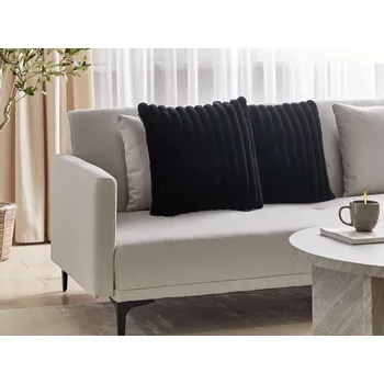 Bytový textil Sada 2 dekorativních polštářů černá polyester 45 x 45 cm bez vzoru jednobarevná moderní styl doplňky Beliani