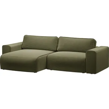 Pohovka Micadoni Zelená sametová rozkládací pohovka Victor 246 cm, levá