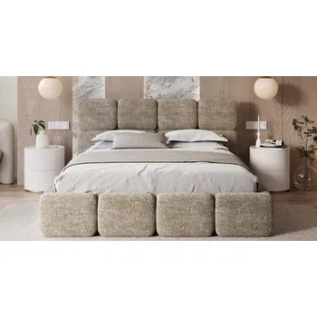 Postel Čalouněná postel DELICATO 160x200 cm Béžová Cleo s úložným prostorem kovový rošt