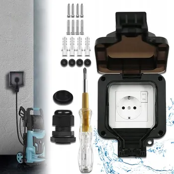 Elektrická zásuvka JEDNOTLIVÁ VENKOVNÍ ZAHRADNÍ ZÁSUVKA VODOTĚSNÁ ELEKTRICKÁ