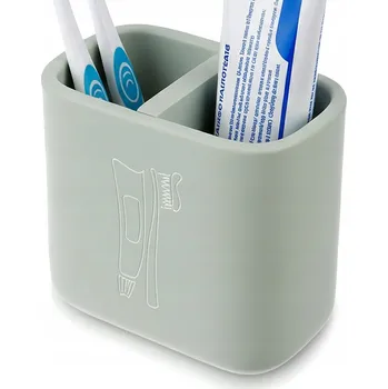 Držák na kartáček Kelímek do KOUPELNY zelený dělený organizér na kartáčky a zubní pastu