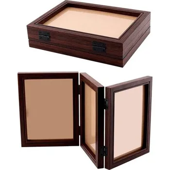 Rám na obraz 2 x 13x18cm trojité dřevěné fotorámečky, 3 fotorámečky na koláže, skládací fotorámečky pro více