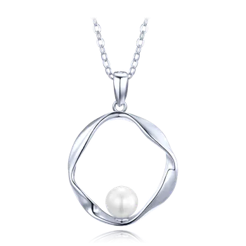 Náhrdelník MINET Stříbrný náhrdelník s přírodní perlou JMAS7057SN42
