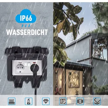 Elektrická zásuvka Elektrická Zásuvka hermetická Toolman černá