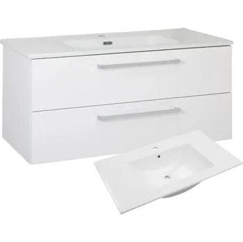 Koupelnový nábytek Koupelnová skříňka s keramickým umyvadlem, bílá