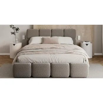 Postel Čalouněná postel DELICATO 160x200 cm Šedá Boucle s úložným prostorem kovový rošt