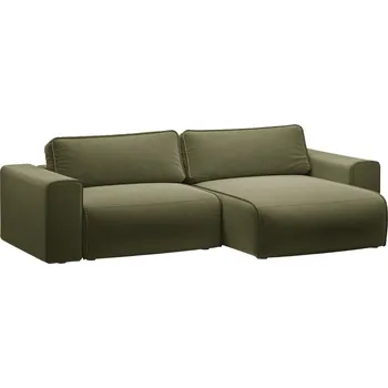 Pohovka Micadoni Zelená sametová rozkládací pohovka Victor 246 cm, pravá