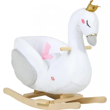 Houpací kůň Houpací plyšová labuť s melodií | bílá