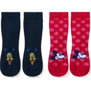 712700 - Tchibo - Dětské protiskluzové ponožky »Mickey and Friends« - pro ženy - vel. 19-22 - barva: modrá/žakár