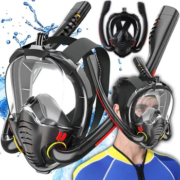 Potápěčské vybavení POTÁPĚČSKÉ BRÝLE NA POTÁPĚNÍ ŠNORCHLOVÁNÍ CELO OBLIČEJOVÁ ČERNÁ