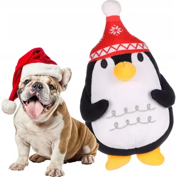 Hračka pro psa Hračka pro psy ŚWIĄTECZNY PINGWIN tučňáček plyšová hračka pískací