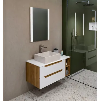 Nábytek Sapho Koupelnový set WAVE 80+20, bílá/dub cuneo