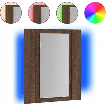 Koupelnový nábytek Skříňka se se zrcadlem a LED osvětlením 40x12x45 cm, hnědý dub, RGB