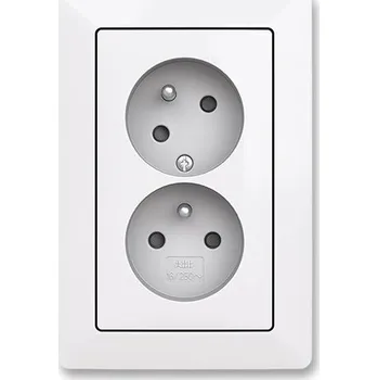 Elektroinstalační materiál ABB ZONI 5513T-C02157 500 ZÁSUVKA DVOJNÁSOBNÁ S OCHR. KOLÍKY S CLONKAMI S NATOČENOU DUTINOU ZONI BÍLÁ