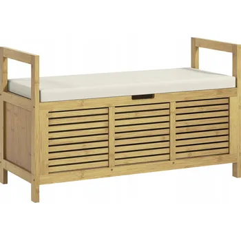 Lavice na boty s výklopem, bambusová, do předsíně, sedátko